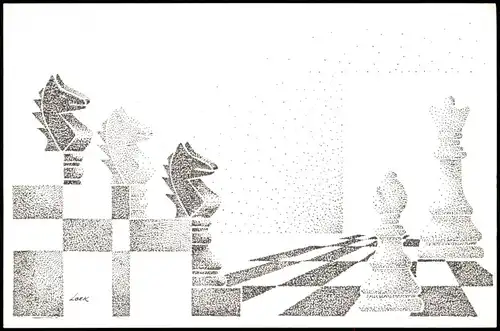 Ansichtskarte  VARIATIES OP HET THEMA SCHAKEN Chess-Game Illustration 1993