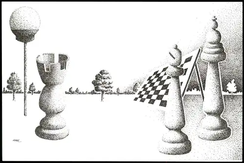 Variaties thema schaken Schach-Spiel Chess-Game Illustration 1990
