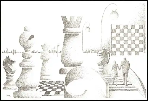 VARIATIES THEMA SCHAKEN Schach-Spiel Chess-Game Illustration 2002