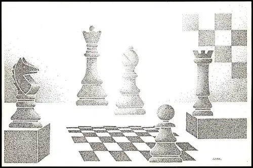 VARIATIES OP HET THEMA SCHAKEN Schach-Spiel Chess Game Illustration 1996