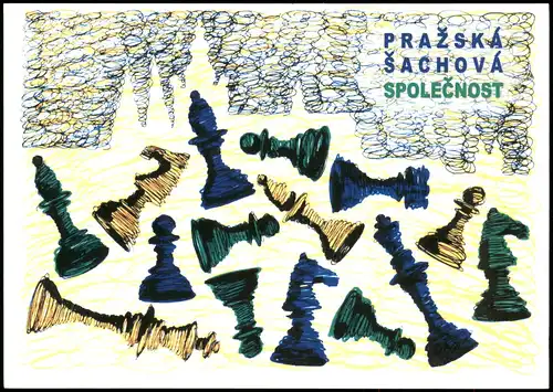 Ansichtskarte  Schach-Spiel Chess-Game Illustration aus Tschechien 2000
