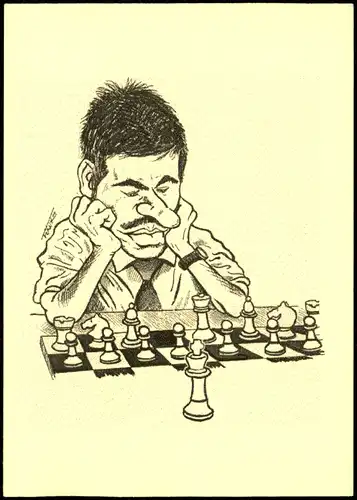 Ansichtskarte  Schach Chess - Spiel , Künstlerkarte Mann am Schachbrett 2012