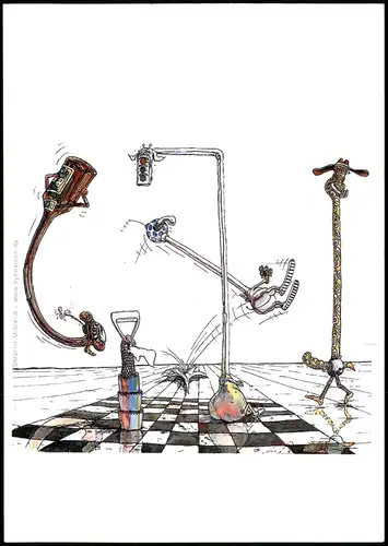 Schach Chess - Spiel, Künstlerkarte verücktes Brett Fernschach 2011