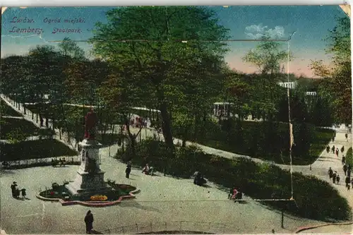 Postcard Lemberg Lwiw (Львів/Lwów) Stadtpark 1915 Leporello