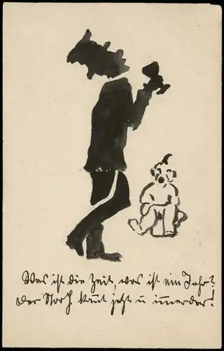 Menschen / Soziales Leben - Männer Mann beim trinken - Federzeichnung 1916