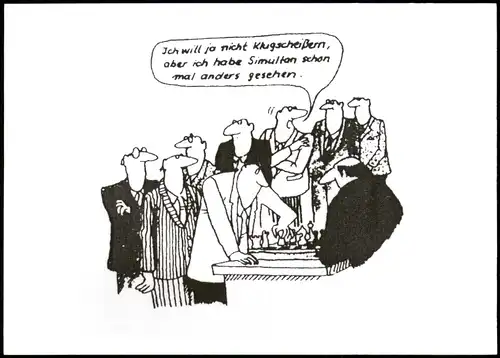 Schach Motivkarte (Chess) Illustration mit "Klugscheißern" 1990