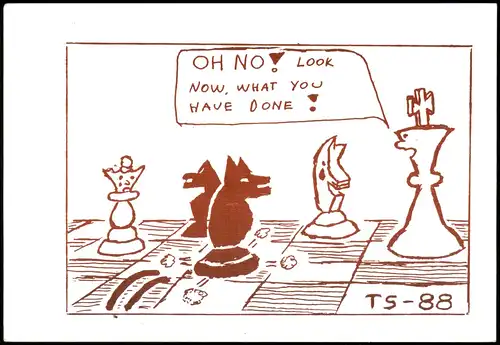 Ansichtskarte  Schach Motivkarte (Chess) "sprechende" Schachfiguren 1993