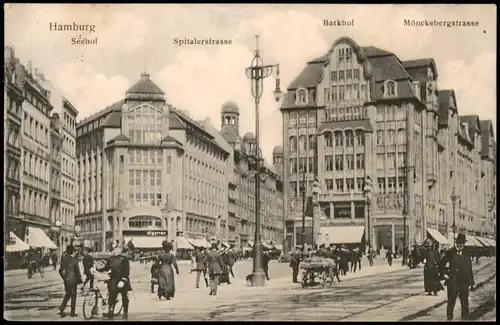 Ansichtskarte Altstadt-Hamburg Mönckebergstraße, Spitalerstraße 1914