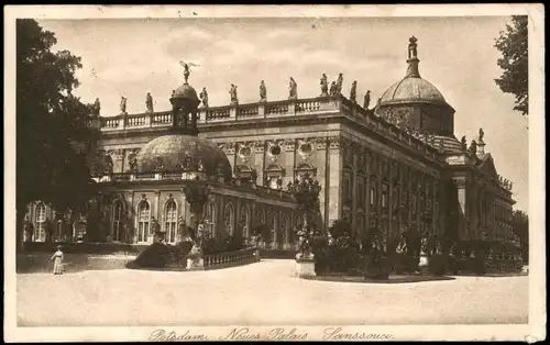 Ansichtskarte Potsdam Schloss Sanssouci 1915  gel. Stempel Berlin Halense