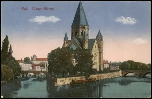 CPA Metz neue protestantische Kirche 1914