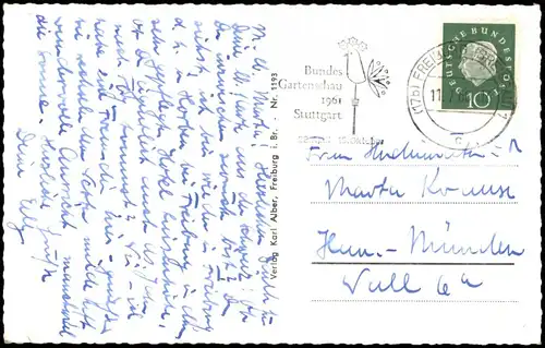 Ansichtskarte Freiburg im Breisgau Strassen Partie am Schwabentor 1960