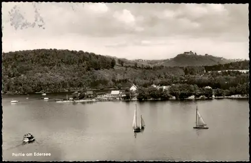 Hemfurth-Edersee-Edertal Blick nach Rehbach von Insel Scheid Edertalsperre 1960