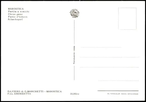 MAROSTICA Partita a scacchi Chess game Partie d'échecs Schachspiel 1980
