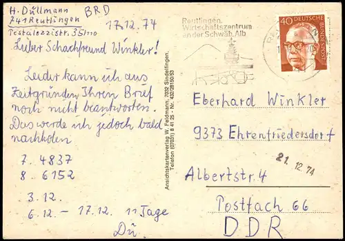 Bad Teinach-Zavelstein Mehrbildkarte Ortsansichten u.a. großes Schachbrett 1974