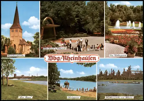 Rheinhausen-Duisburg Mehrbild-AK   Hüttenwerke am Rhein, Volkspark uvm. 1980