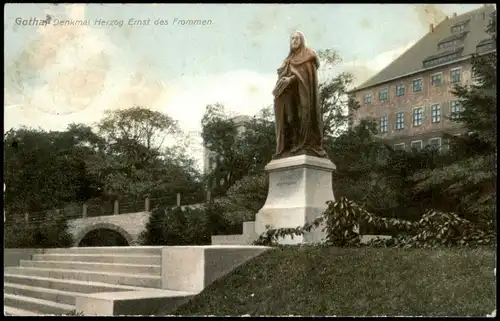 Ansichtskarte Gotha Gothai Denkmal Herzog Ernst des Frommen. 1917