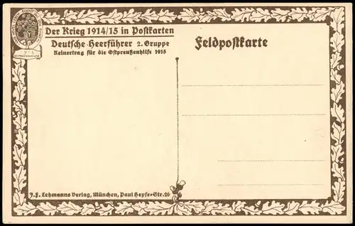 Militär/Propaganda 1.WK (Erster Weltkrieg) Deutsche Herrführer Heeringen 1915