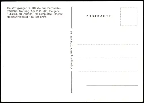 Ansichtskarte  Verkehr Eisenbahn & Zug, Reisezug-Wagen 1. Klasse 1970