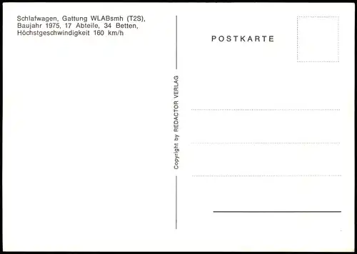 Ansichtskarte  Schlafwagen, Verkehr Eisenbahn & Zug 1975