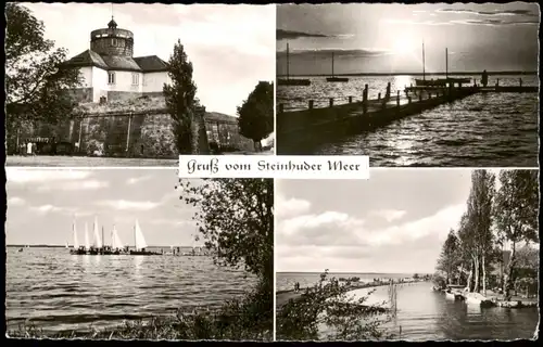 .Niedersachsen Steinhuder Meer Mehrbild-AK mit 4 Foto-Ansichten 1958
