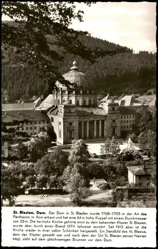 Ansichtskarte St. Blasien Dom mit Chronik-Informationen 1964