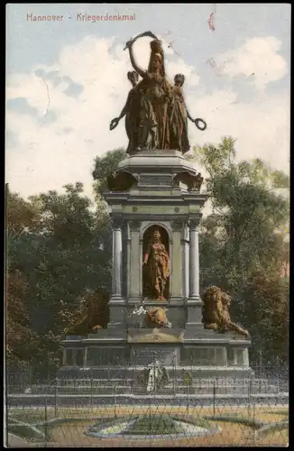 Ansichtskarte Hannover Kriegerdenkmal - Hohenzollernstraße 1918