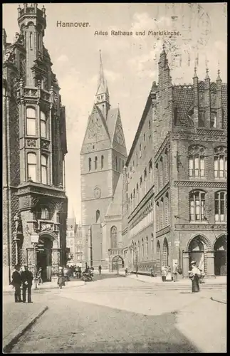 Ansichtskarte Hannover Eckbereich Altes Rathaus und Marktkirche. 1915