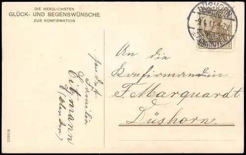 Motiv: Engel Angel und Konfirmantin Glückwunsch - Konfirmation 1911