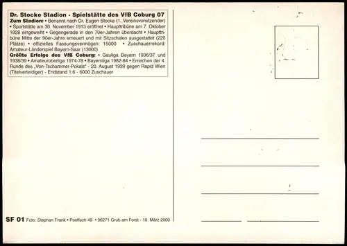 Ansichtskarte Coburg Dr. Stocke Stadion 2000