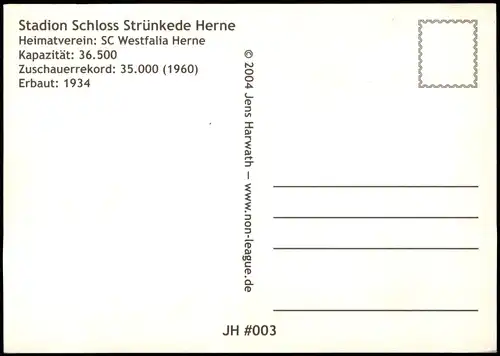 Ansichtskarte Herne Stadion Schloss Strünkede SC Westfalia Herne 2004