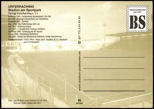 Ansichtskarte Unterhaching (LK München) Stadion am Sportpark Luftbild 1999