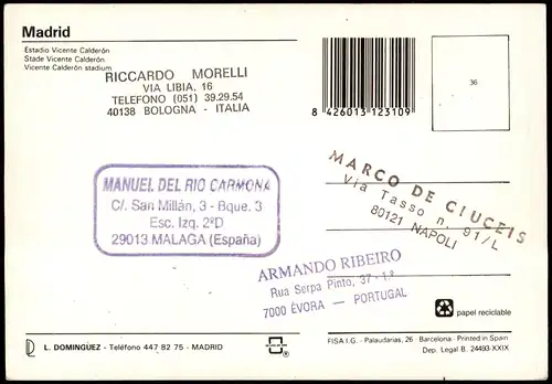 Postales Madrid Luftbild Estadio Stadion Stadium Bernabeu 2002