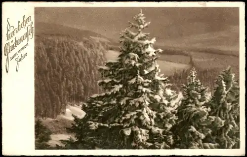 Ansichtskarte  Neujahr Glückwunsch zum Neuen Jahr, Winter-Landschaft 1937