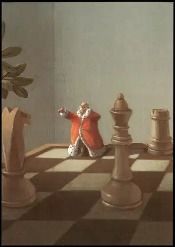 Schach Chess - Spiel König auf dem Schachbrett Künstlerkarte 2002