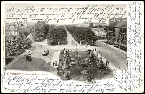 Ansichtskarte Hannover Herrenhäuser-Allee 1902  Ankunftsstempel Nordstemmen