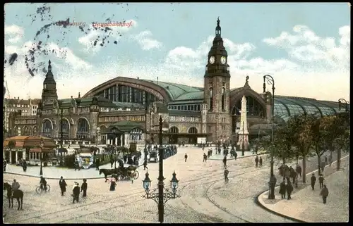 Ansichtskarte Hamburg Hauptbahnhof 1913