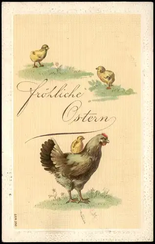 Ansichtskarte  Glückwunsch Ostern / Easter Küken und Hahn 1908 Prägekarte