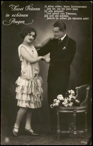 Ansichtskarte  Liebe Liebespaare - Love, Zwei Tränen in den Augen 1916