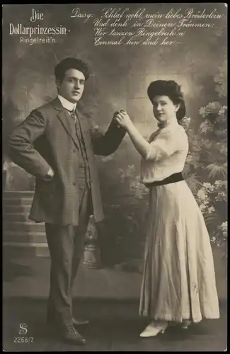 Dollarprinzessin  Liebe Liebespaare - Love 1908  gel. Bahnpoststempel Leipzeig