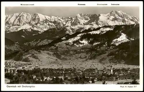 Ansichtskarte Garmisch-Partenkirchen Garmisch mit Dreitorspitze 1959