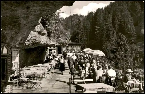 Ansichtskarte Pottenstein Terrassencafé Teufelshöhle 1962
