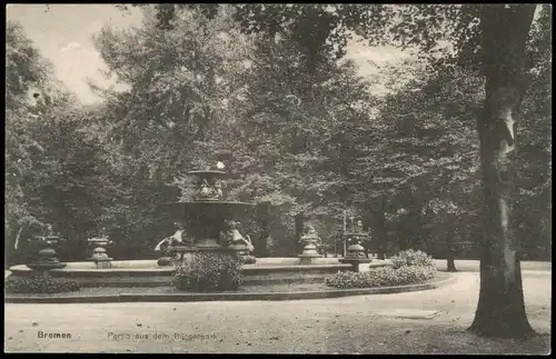 Ansichtskarte Bremen Bürgerpark 1916  gel. als Feldpost