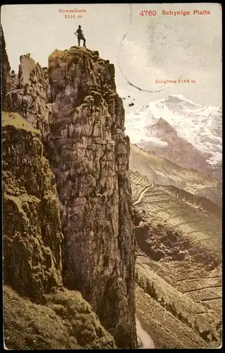 Ansichtskarte Grindelwald Bergsteiger auf Gummihorn Blick zur Jungfrau 1909