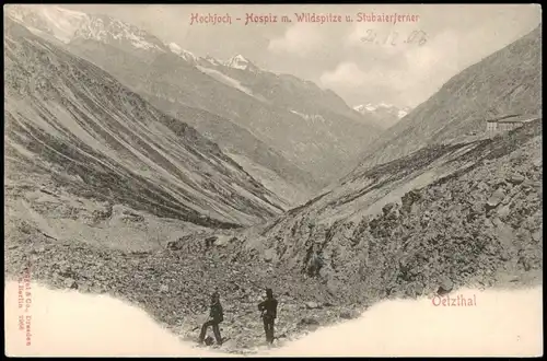 St. Leonhard im Pitztal Hochjoch - Hospiz m. Wildspitze Bergsteiger 1905