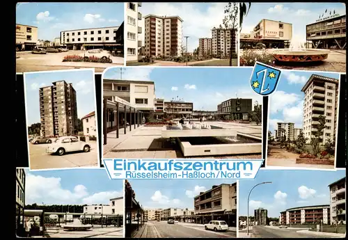 Rüsselsheim Mehrbildkarte Häuser,  Einkaufszentrum Haßloch Nord 1976/1975