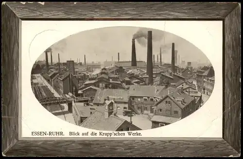 Ansichtskarte Essen (Ruhr) Kruppsche Werke 1915 Passepartout  gel. Feldpost