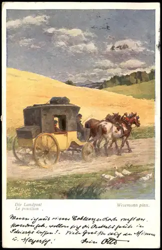 Künstlerkarte: Gemälde / Kunstwerke Die Landpost Wesemann pinx. 1915