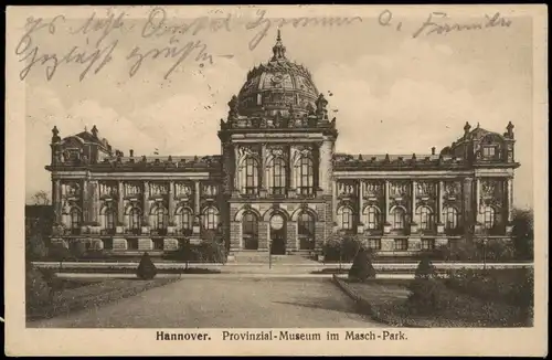 Ansichtskarte Hannover Provinzialmuseum 1921  gel. Mischfrankatur