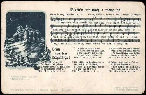 Oberwiesenthal Bleib'n mr noch a weng do.   Erzgebirge (Anton Günther) 1916