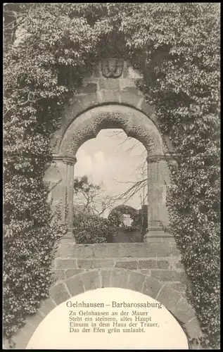 Ansichtskarte Gelnhausen Barbarossaburg an der Mauer Durchblick 1911